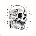 crazy astronaut looking like a skull cowboy asking a question? tattoo design idea