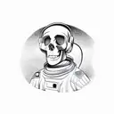 crazy astronaut looking like a skull cowboy asking a question? tattoo design idea
