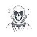 crazy astronaut looking like a skull cowboy asking a question? tattoo design idea
