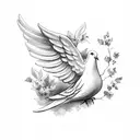 dove  with angel tattoo design idea