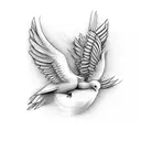dove  with angel tattoo design idea