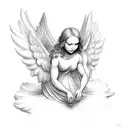dove  with angel tattoo design idea