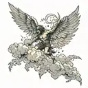 icarus wings decaying as he fall through clouds  tattoo design idea