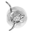Martial Arts Turtle kicks Rabbit which flies through air, with text saying "Ninja Kick the Damn Rabbit" tattoo design idea