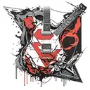 Superman Logo with a guitar tattoo design idea