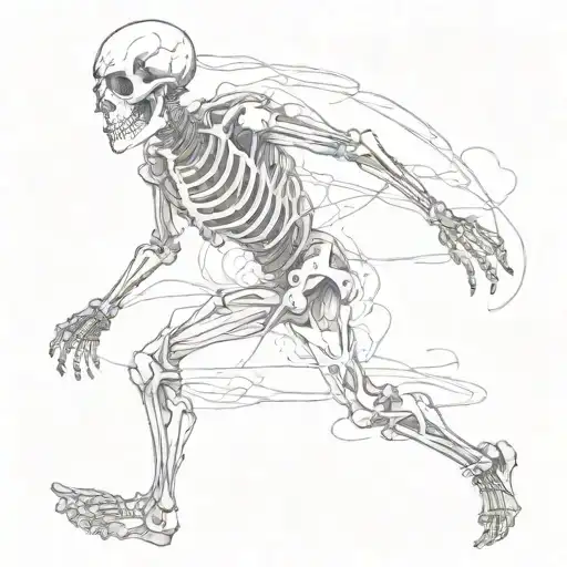 skeleton running tattoo design idea