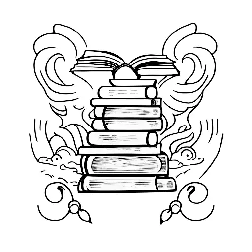 books and girl a fantasy themes coming out tattoo design idea