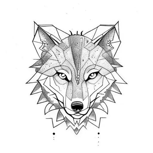 half wolf half butterfly dopamine symbol tattoo design idea