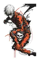 trash polka style kaneki ken tokyo ghoul tattoo design idea