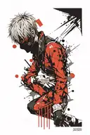 trash polka style kaneki ken tokyo ghoul tattoo design idea