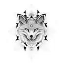 Celestial Fox with intricate mandala and compass design tattoo design idea