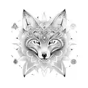 Celestial Fox with intricate mandala and compass design tattoo design idea