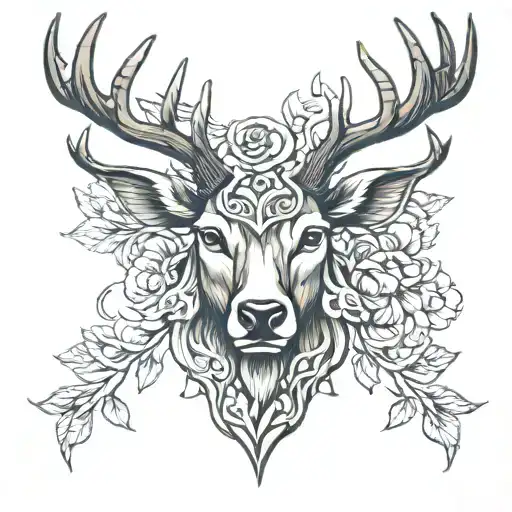 stag head tattoo design idea