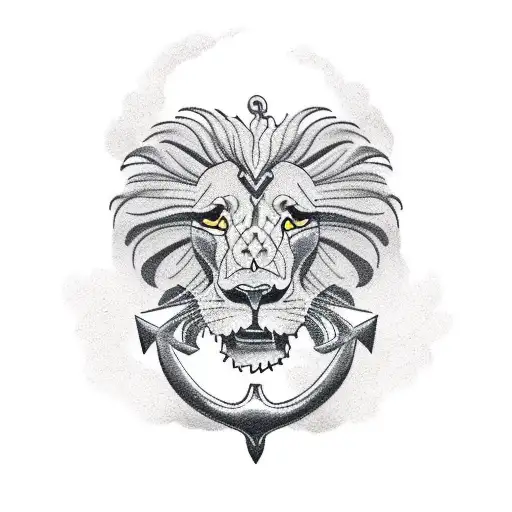 Lion, skull and and anchor tattoo design idea
