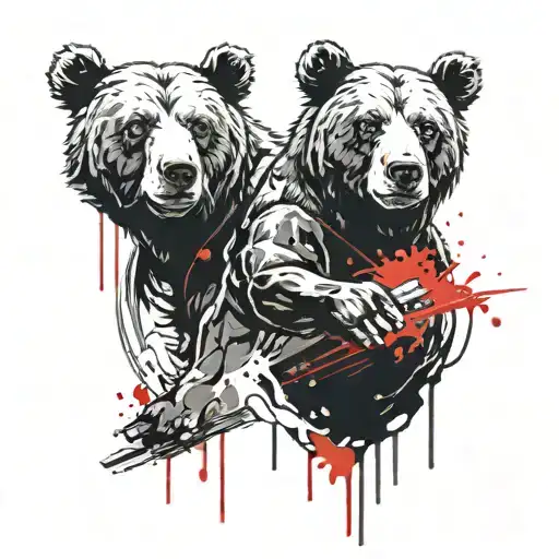 cartoon bear two heads tattoo design idea