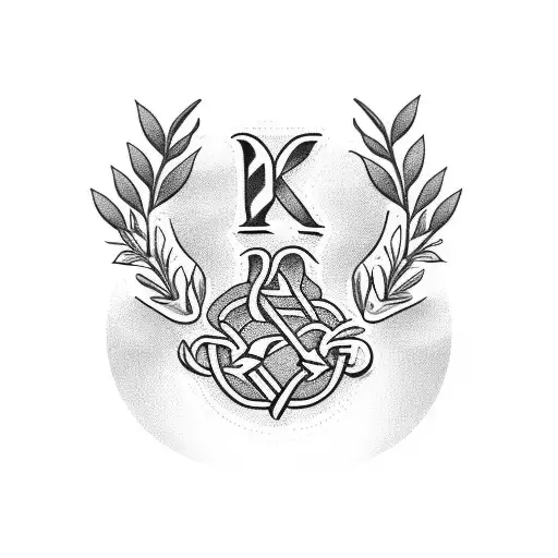 olive branch neck tattoo with letters in middle tattoo design idea