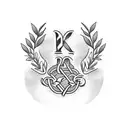 olive branch neck tattoo with letters in middle tattoo design idea
