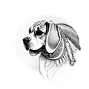indian beagle with a plume tattoo design idea