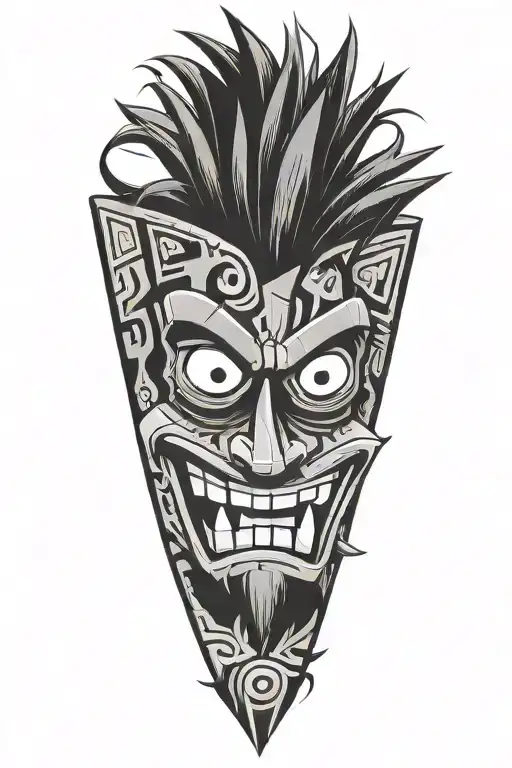 crash bandicoot. aku aku mask and smash box tattoo design idea