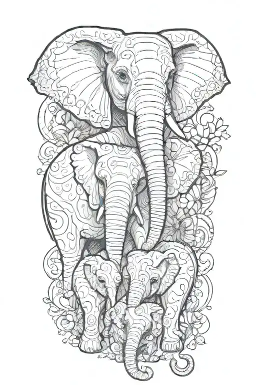 baby elephants sitting on top tattoo design idea