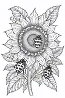 sunflower with ladybugs with birthdays tattoo design idea
