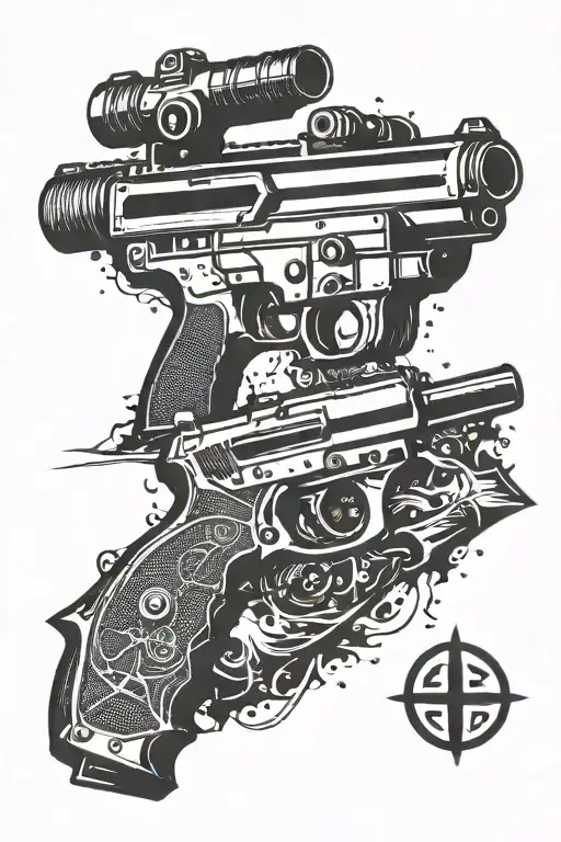 military, FN P90 gun, CBRN unit symbol inc manta ray tattoo design idea