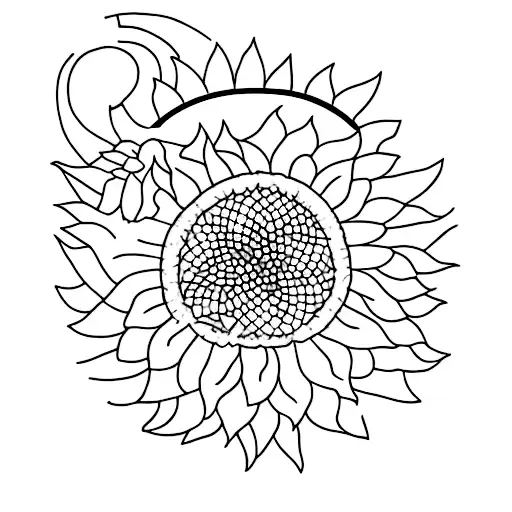 Sunflower and two cats tattoo design idea