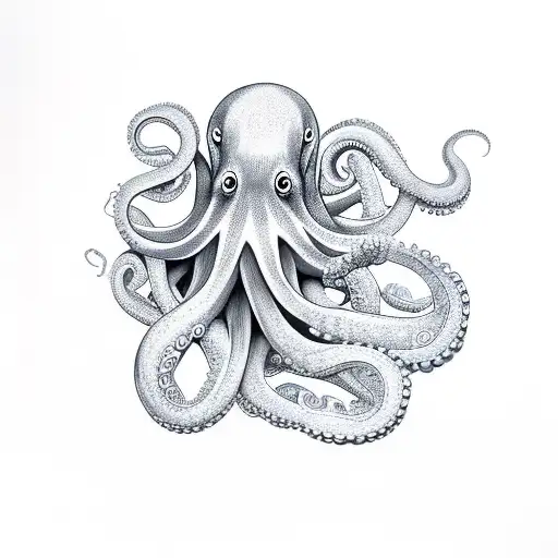 octopus feminine thin flowers tattoo design idea