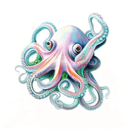 octopus feminine flowers tattoo design idea