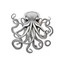 octopus feminine thin flowers tattoo design idea