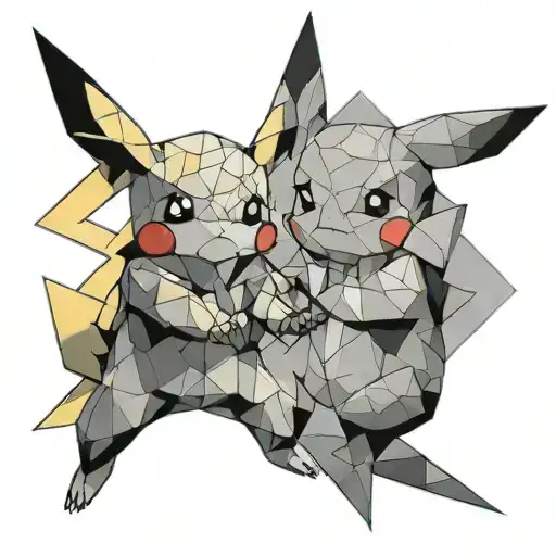 Ash and pikachu hughing each other tattoo design idea
