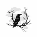 raven with branches cherry tree tattoo design idea