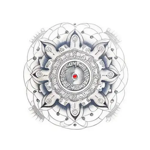 An intricate mandala design incorporating industrial elements tattoo design idea