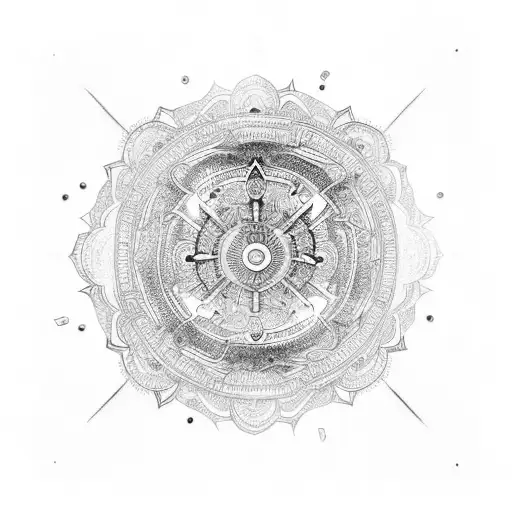 An intricate mandala design incorporating industrial elements tattoo design idea