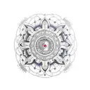 An intricate mandala design incorporating industrial elements tattoo design idea