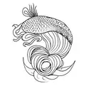 mermaid tail with seashell tattoo design idea