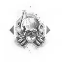 skull hands on knee tattoo design idea