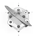 Razor blade with a G59 logo on the blade with blood coming from the blade on wrist tattoo design idea