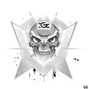 Razor blade with a G59 logo on the blade with blood coming from the blade on wrist tattoo design idea