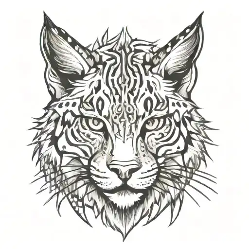 catoon bobcat face tattoo design idea