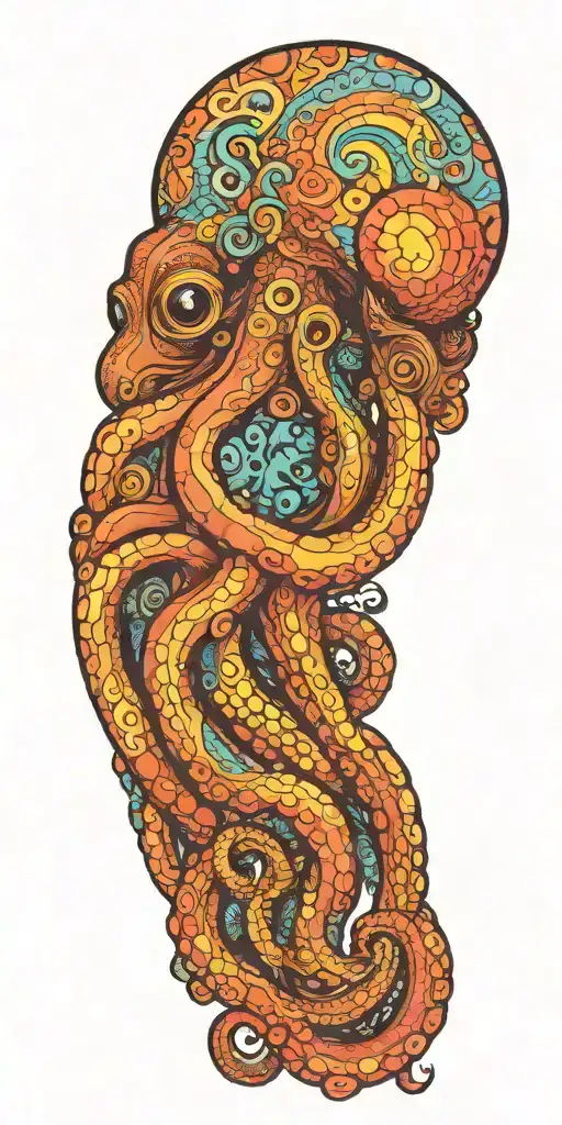 octopus with color patterns like smoking dmt tattoo design idea