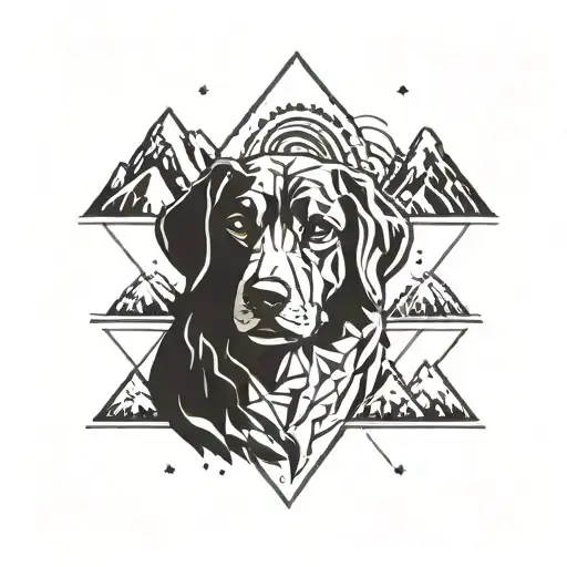 donut dog mountains tattoo design idea