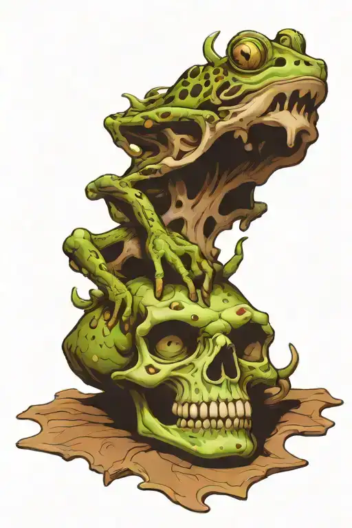 frog on skull in the style of salvador dali tattoo design idea