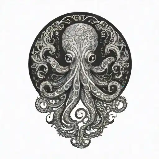 goth octopus with henna design tattoo design idea