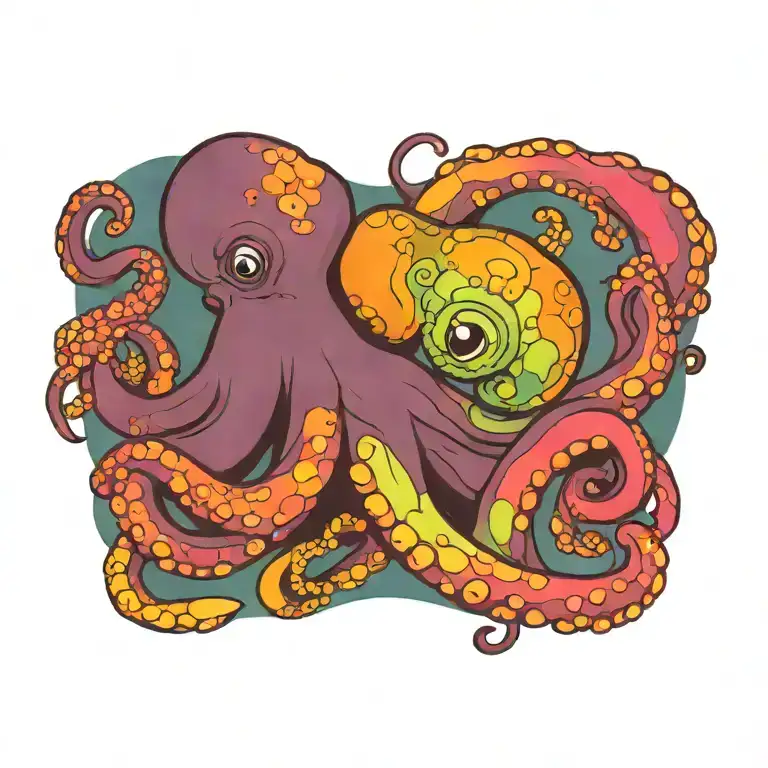 octopus with color patterns like smoking dmt tattoo design idea