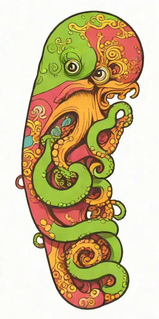 octopus with color patterns like smoking dmt tattoo design idea