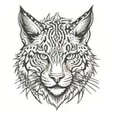 catoon bobcat face tattoo design idea