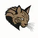 a childrens book character style bobcat. Just the head of the bobcat. His fur has 3 stripes like neopolitan ice cream  tattoo design idea