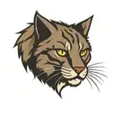 a childrens book character style bobcat. Just the head of the bobcat. His fur has 3 stripes like neopolitan ice cream  tattoo design idea