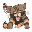  junkyard cat WITH SCAR ON FACE AND GOLD EAR  RING. Just the head of the bobcat. His fur has neopolitan icecreAM STRIPES tattoo design idea